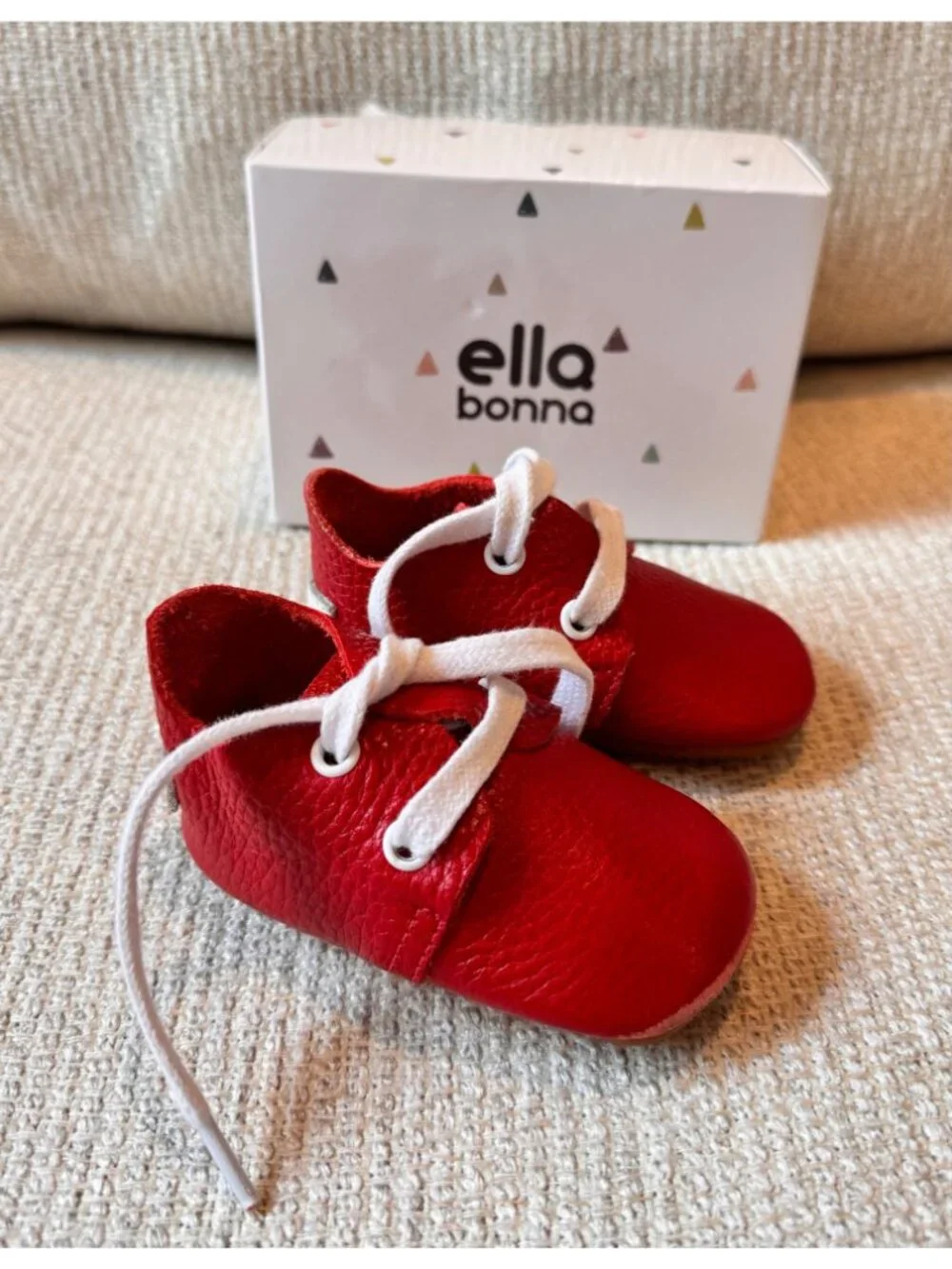 Ella Bonna Oxford Red Leather Baby Boy Girl Shoes Size 4 with box